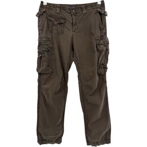 Gap Y2K Grunge Brown Combat Gorpcore Low Rise Granola Girl Baggy Cargo Pant 10